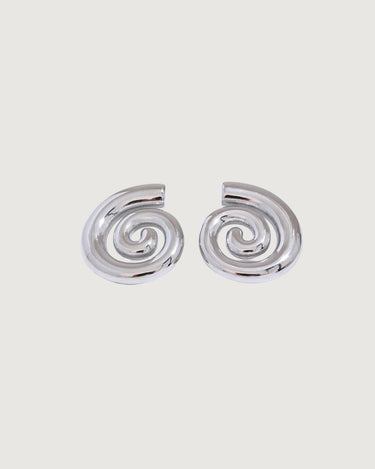 CONCH SHELL SPIRAL STUD EARRINGS SILVER - STUDIO JO STORE